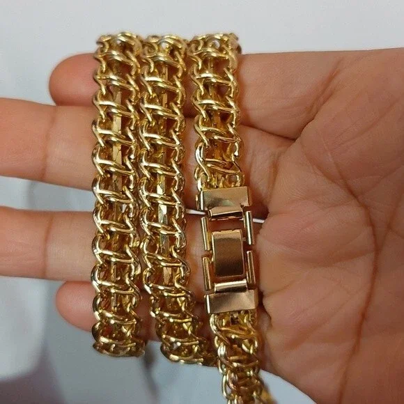 Untested Gold Tone Chunky Treble Chain Necklace Versatile Belt Bracelet - Picture 6 of 8